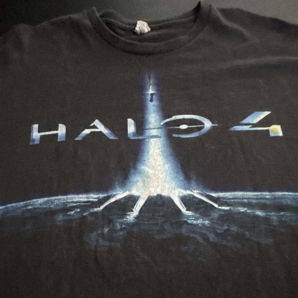 Halo 4 T Shirt Men 2x Medium Black 2013 Official Merch Game Promo Used Y2K Xbox - Picture 2 of 3